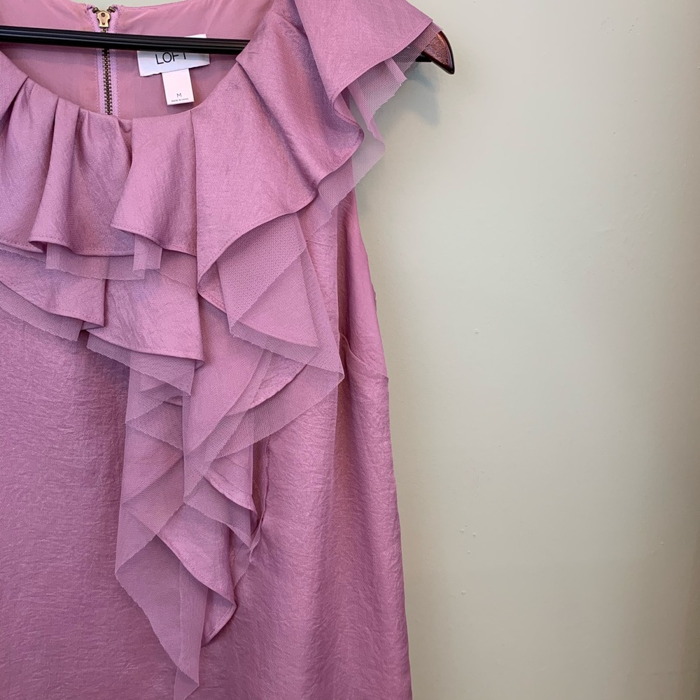 LOFT Ruffle and Zipper Detail Shell Blouse - Picture 5 of 6